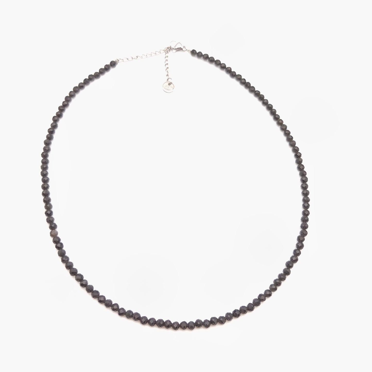 Collier perles facettées - Obsidienne noire (3 mm)