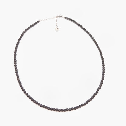 Collier perles facettées - Obsidienne noire (3 mm)