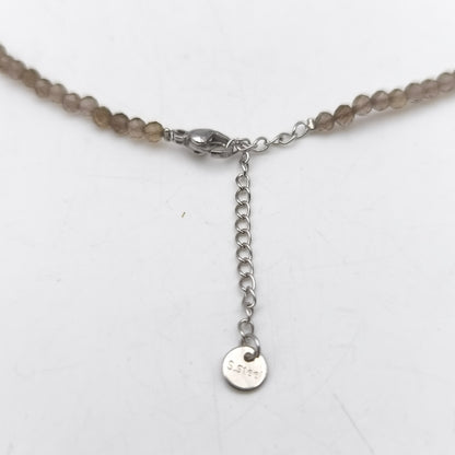 Collier perles facettées - Quartz fumé (3 mm)