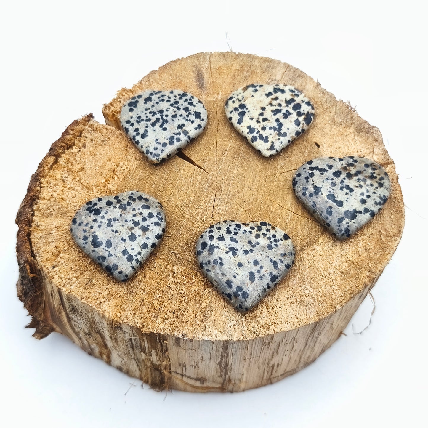 Petit Coeur PLAT - Jaspe dalmatien - Taille M