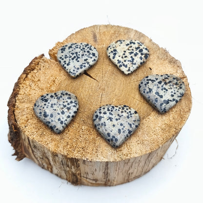 Petit Coeur PLAT - Jaspe dalmatien - Taille M