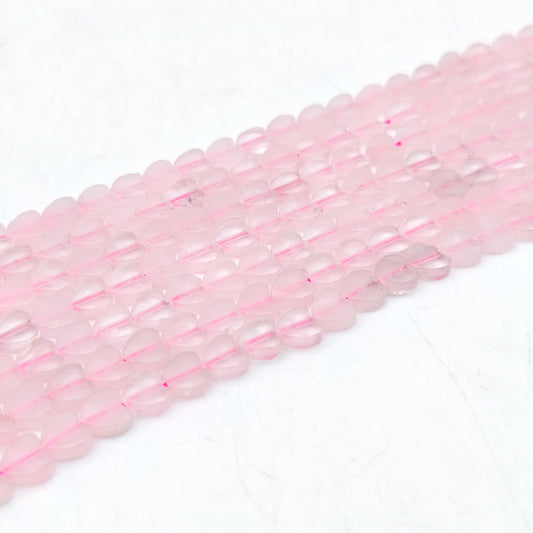 Rang de perles cœur - Quartz rose (6 mm)