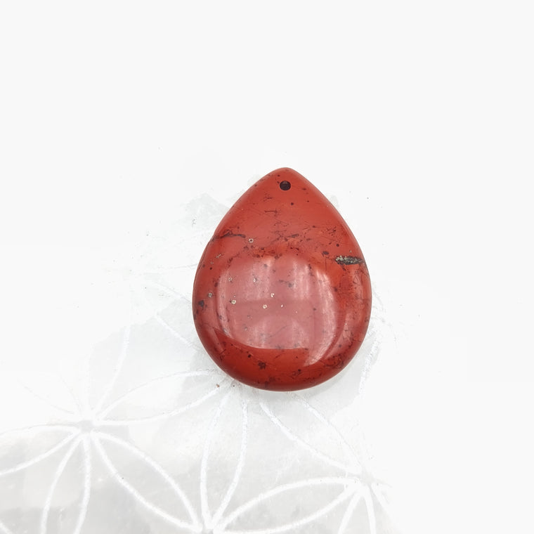 Pendentif goutte perçé Taille M 30 x 25 mm. - Jaspe Rouge