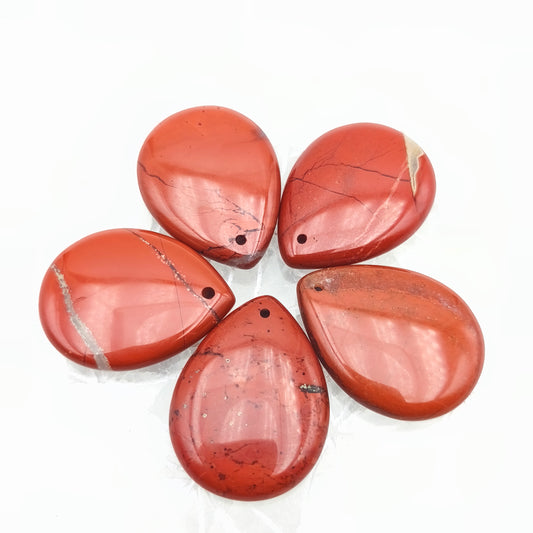Pendentif goutte perçé Taille M 30 x 25 mm. - Jaspe Rouge