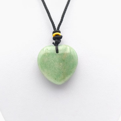 Colgante corazón M con cordón - Aventurina verde