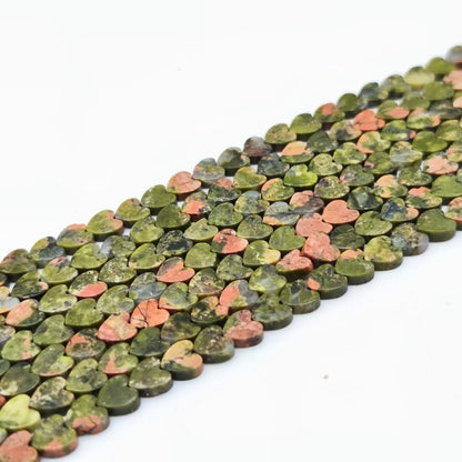 Rang de perles cœur - Jaspe Unakite (6 mm)