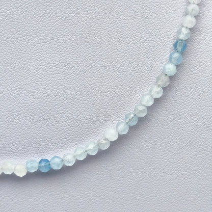 Collier perles facettées - Aigue Marine EXTRA (3 mm)