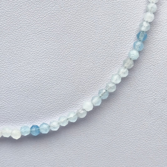 Collier perles facettées - Aigue Marine EXTRA (3 mm)