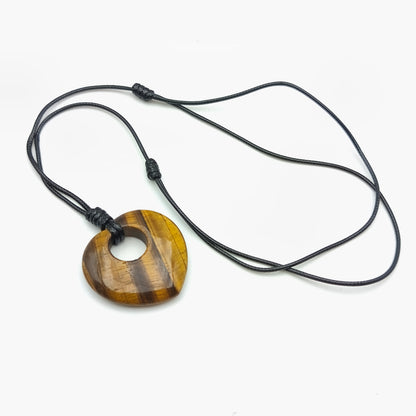 Pendentif cœur G avec son cordon - Oeil de tigre