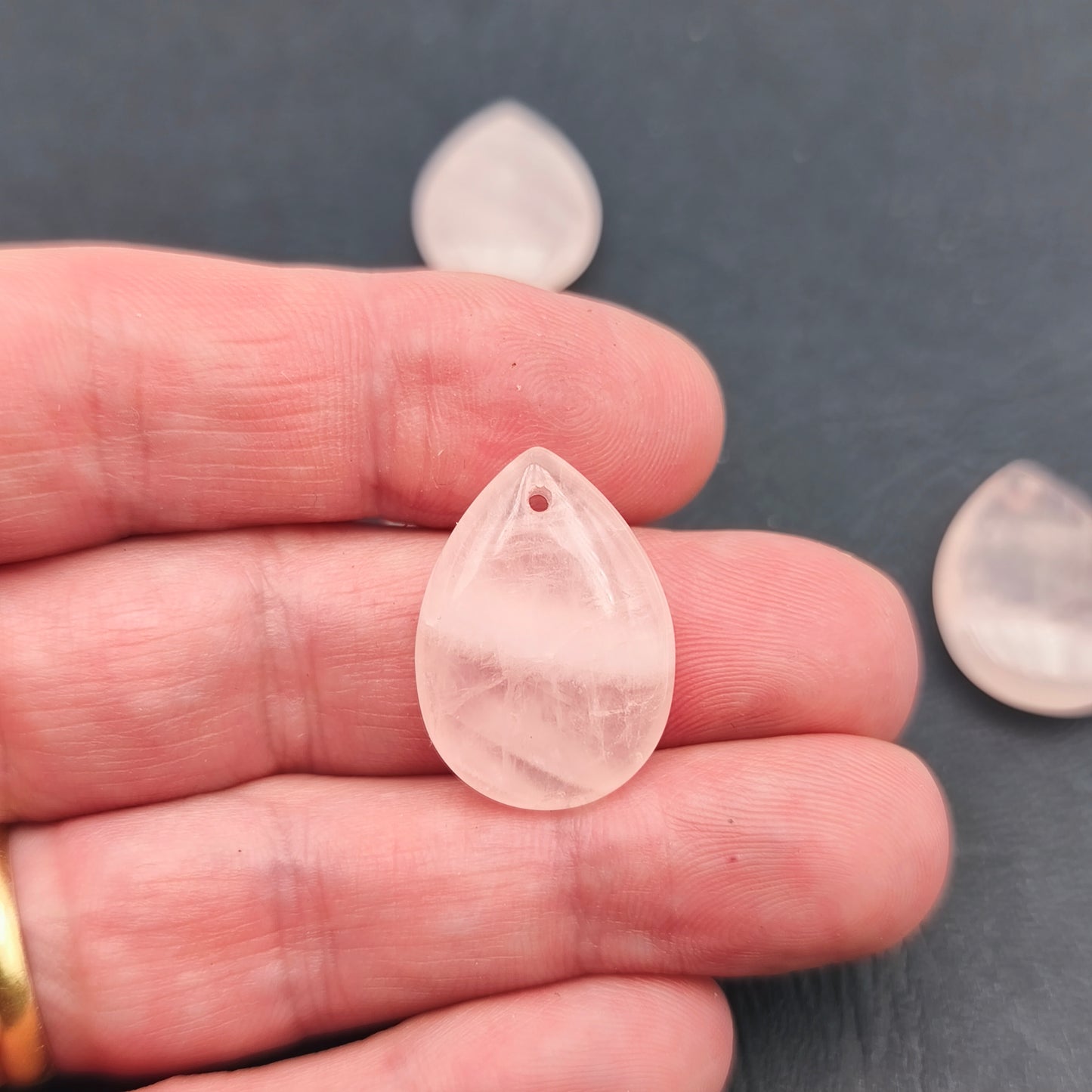 Pendentif Goutte Quartz rose