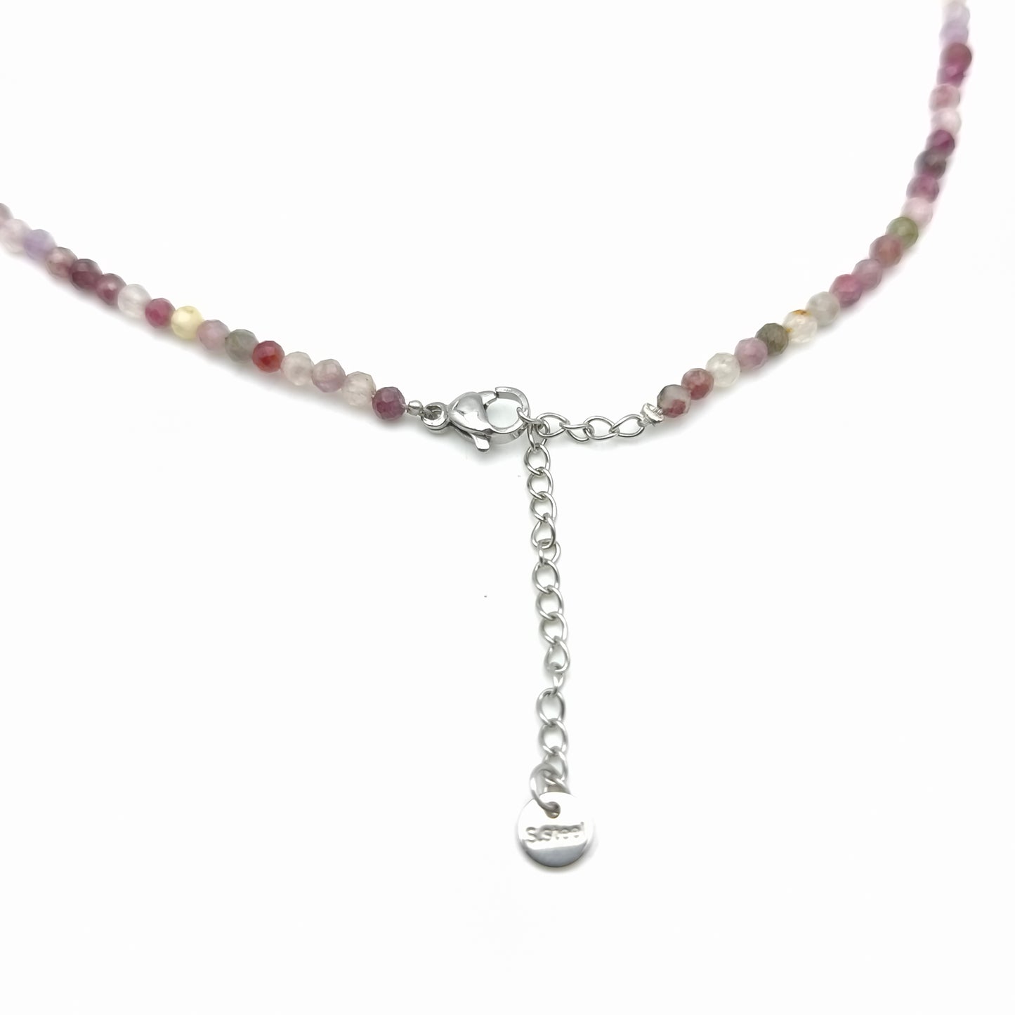 Collier perles facettées - Tourmaline multicolore (3 mm)