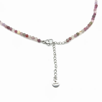 Collier perles facettées - Tourmaline multicolore (3 mm)
