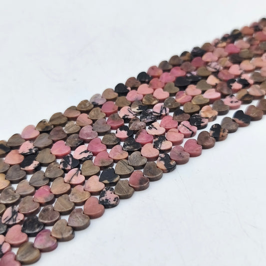 Rang de perles cœur - Rhodonite (6 mm)