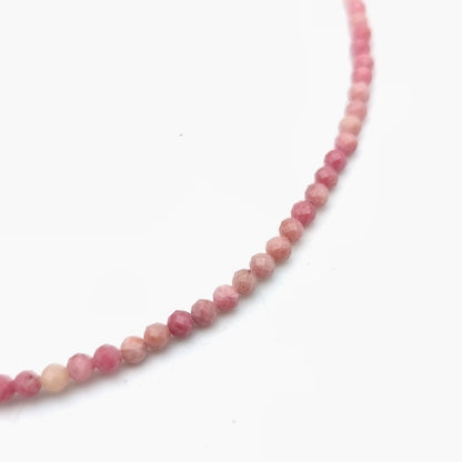 Halskette facettierte Perlen - Rhodonit EXTRA (3 mm)