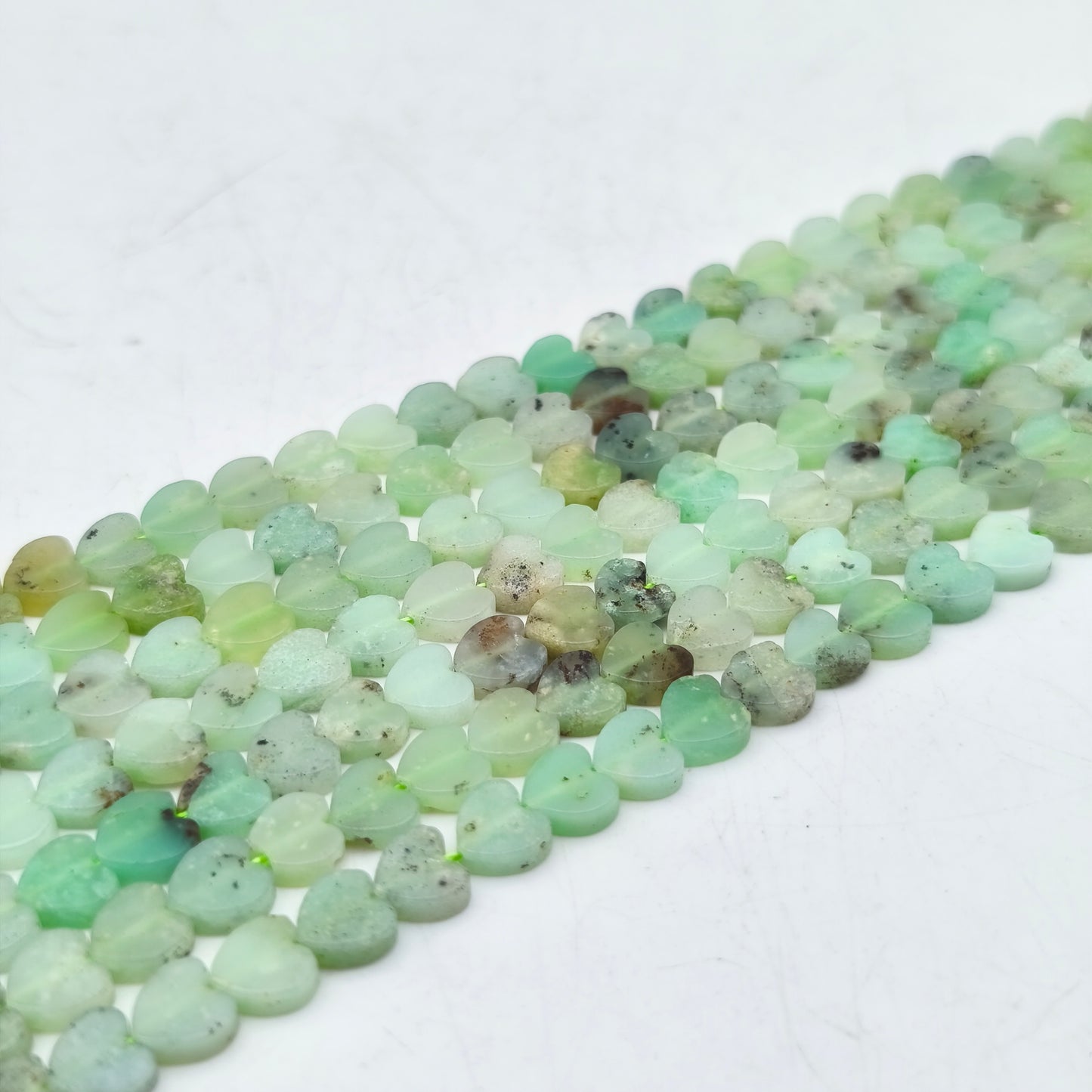 Rang de perles cœur - Chrysoprase (6 mm)