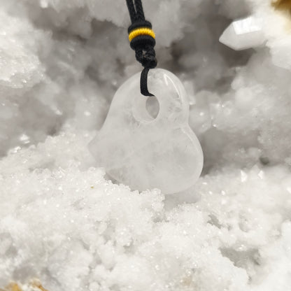 Pendentif Coeur Cristal de roche (avec son cordon)