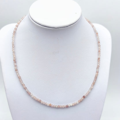 Collier perles facettées - Quartz fumé (3 mm)