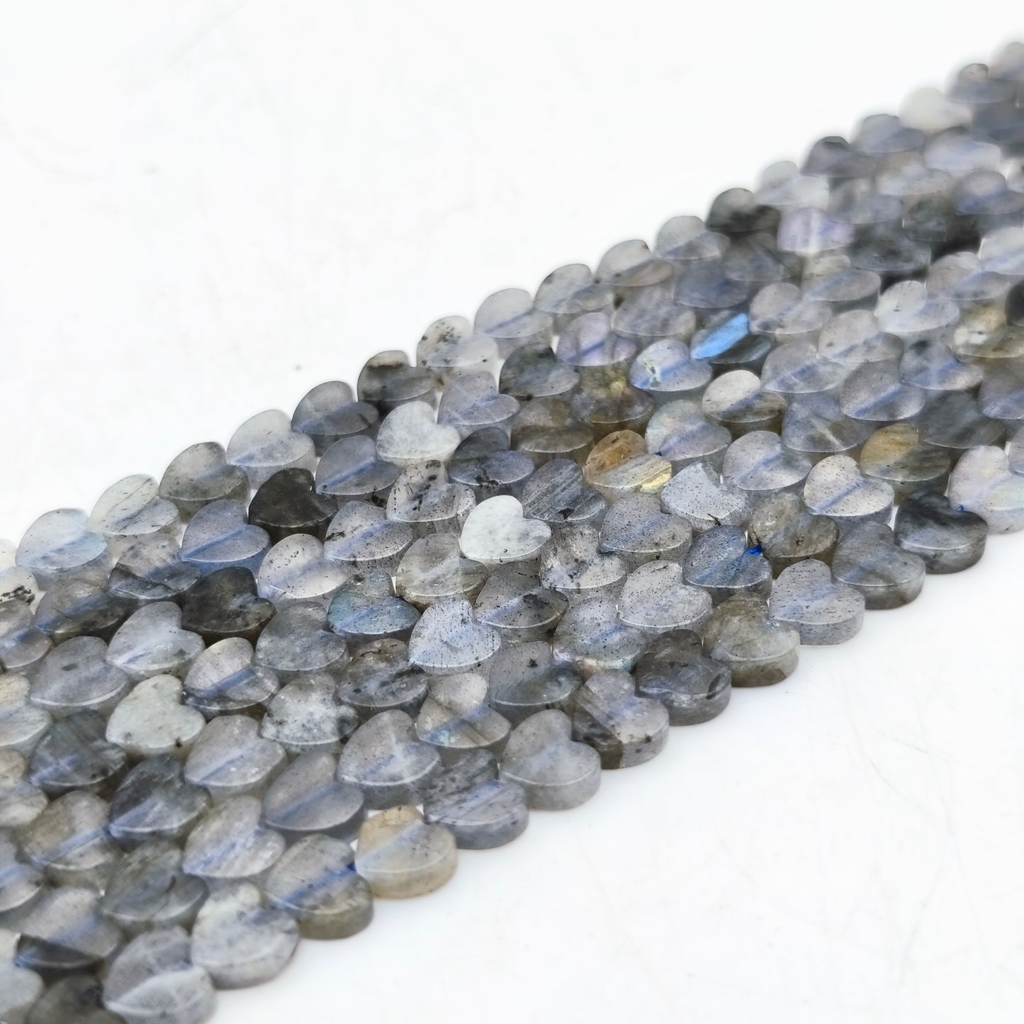 Rang de perles cœur - Labradorite naturelle (6 mm)