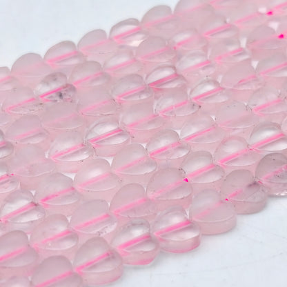 Rang de perles cœur - Quartz rose (6 mm)