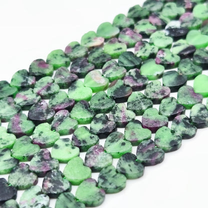 Rang de perles cœur - Rubis / Zoïsite (6 mm)