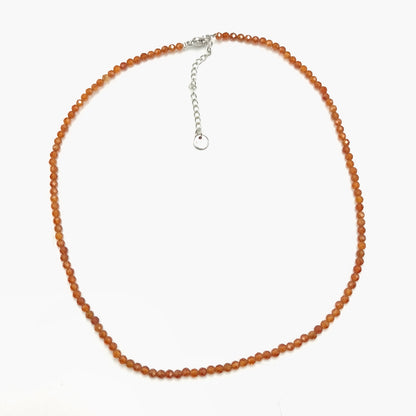 Faceted bead necklace - Garnet (3 mm)