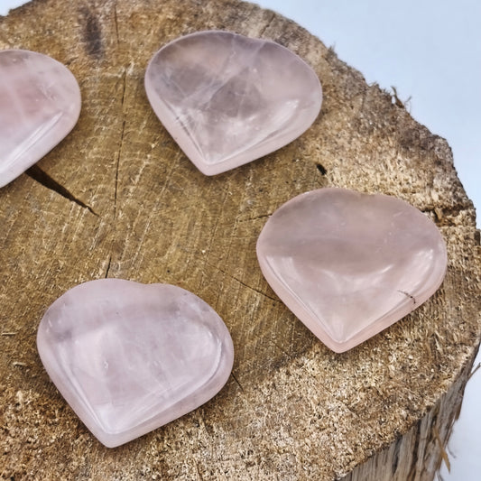 Petit Coeur PLAT- Quartz rose - Taille M