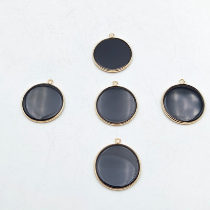 Pendentif rond serti Obsidienne noire