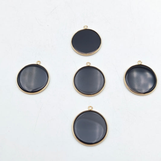 Pendentif rond serti Obsidienne noire