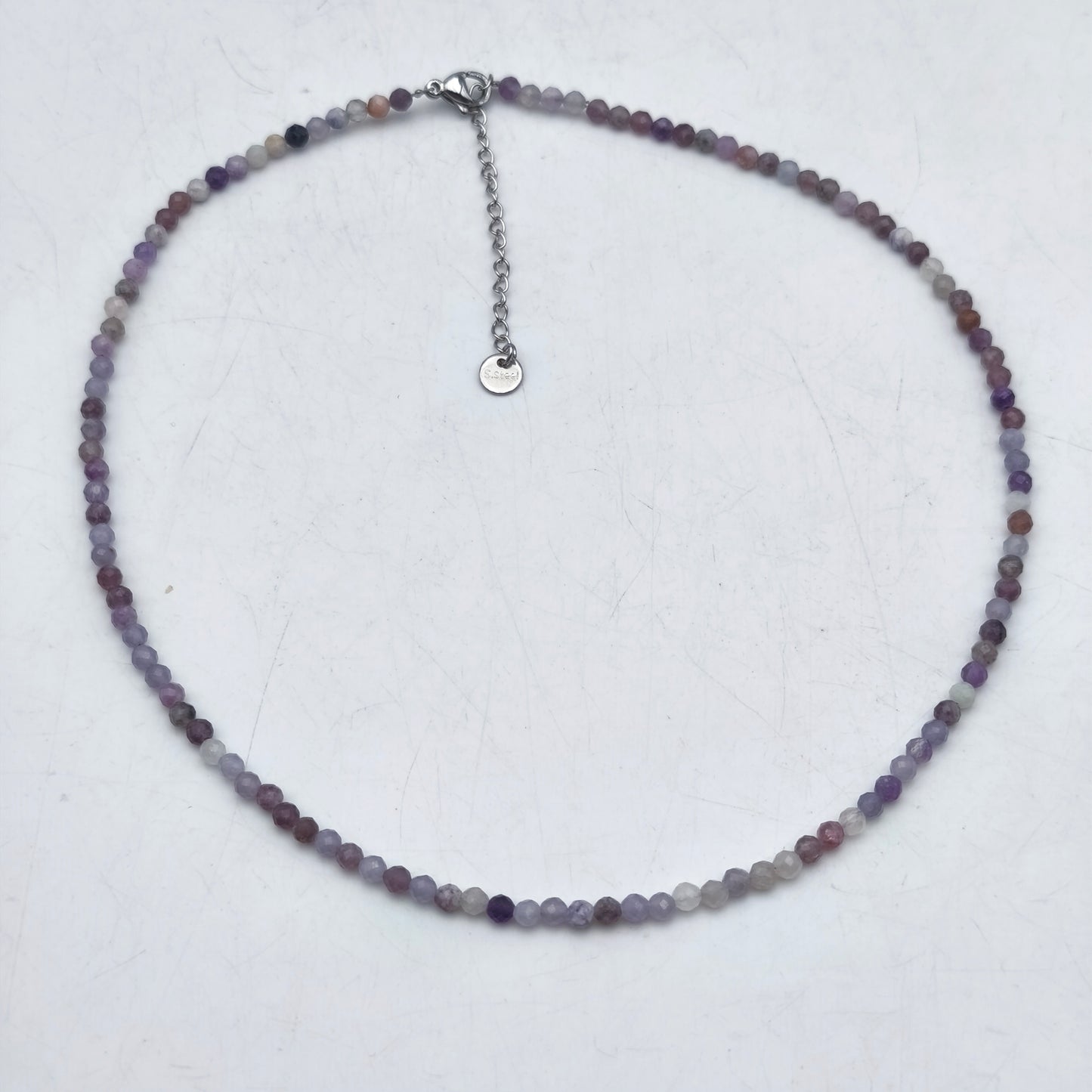 Collier perles facettées -  Lépidolite (3 mm)