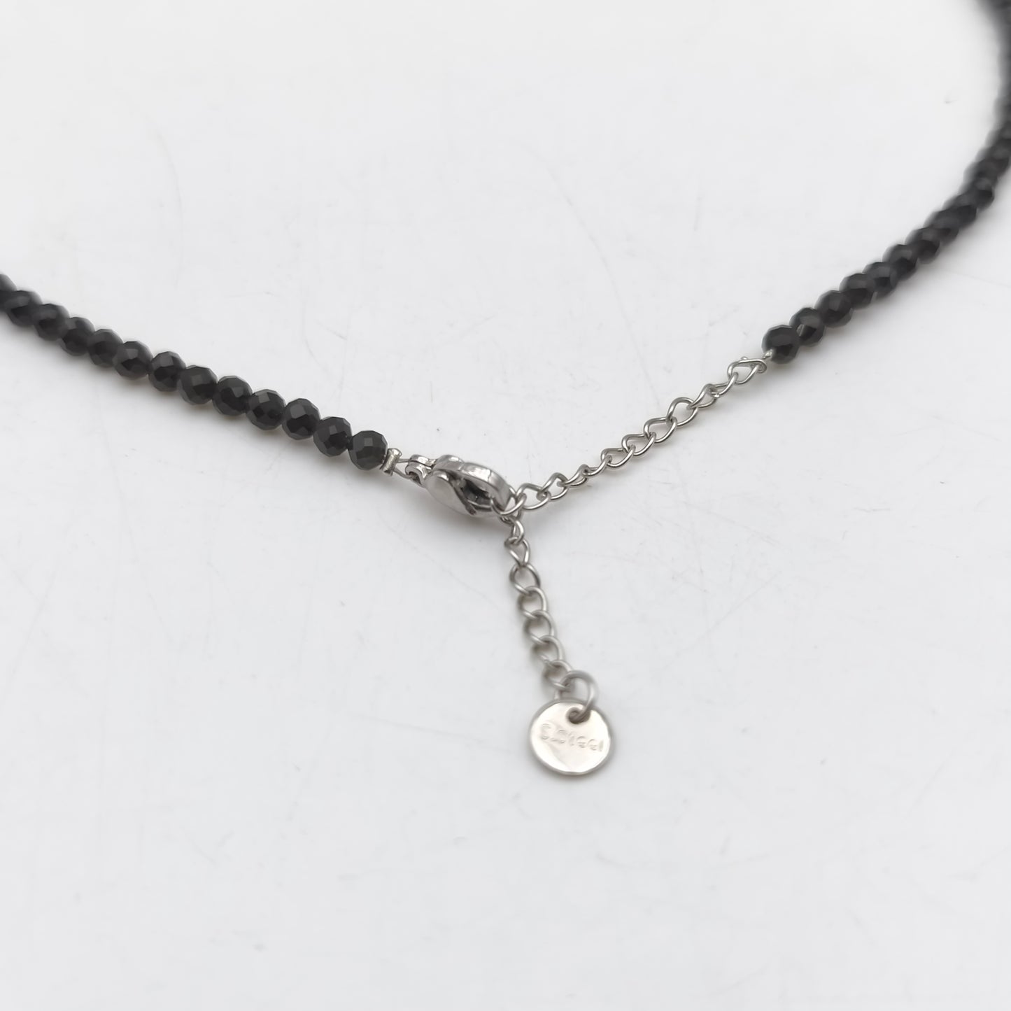 Collier perles facettées - Obsidienne noire (3 mm)