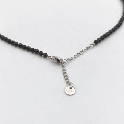 Collier perles facettées - Obsidienne noire (3 mm)