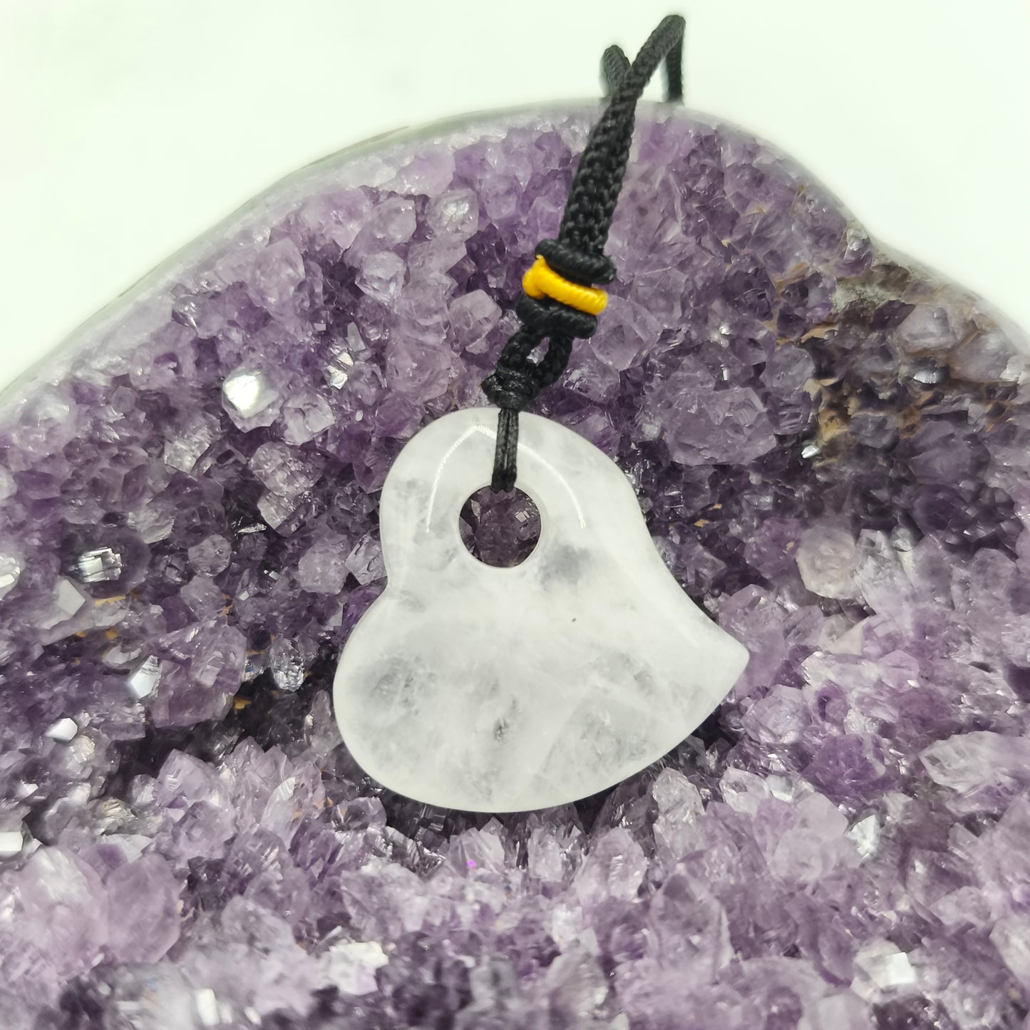 Pendentif Coeur Cristal de roche (avec son cordon)
