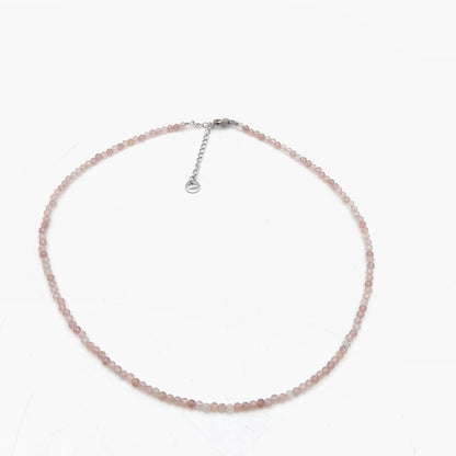 Collar de perlas facetadas - Cuarzo "Fresa" (3 mm)