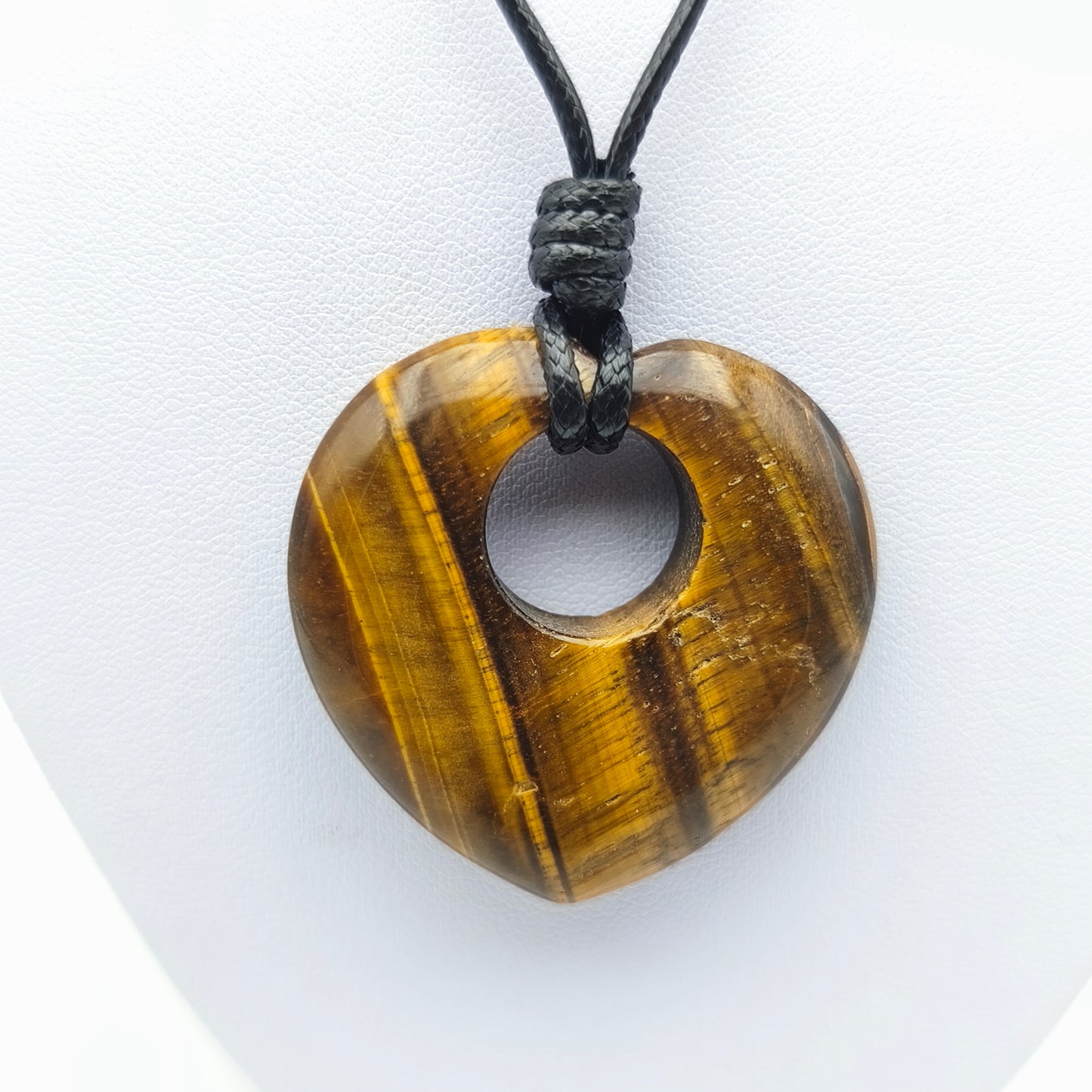 Pendentif cœur G avec son cordon - Oeil de tigre
