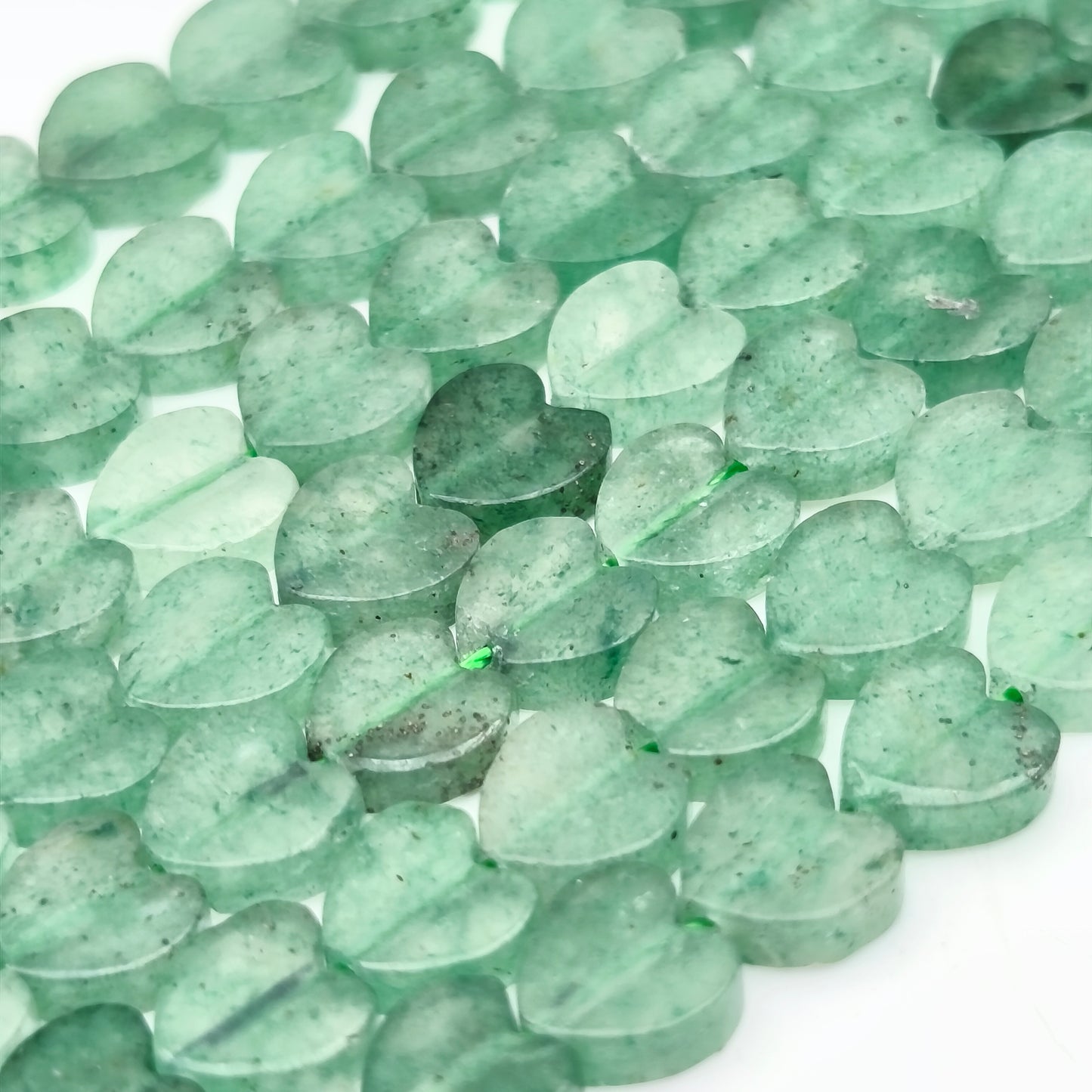Rang de perles cœur - Aventurine verte (6 mm)