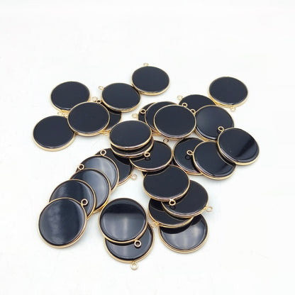 Pendentif rond serti Obsidienne noire