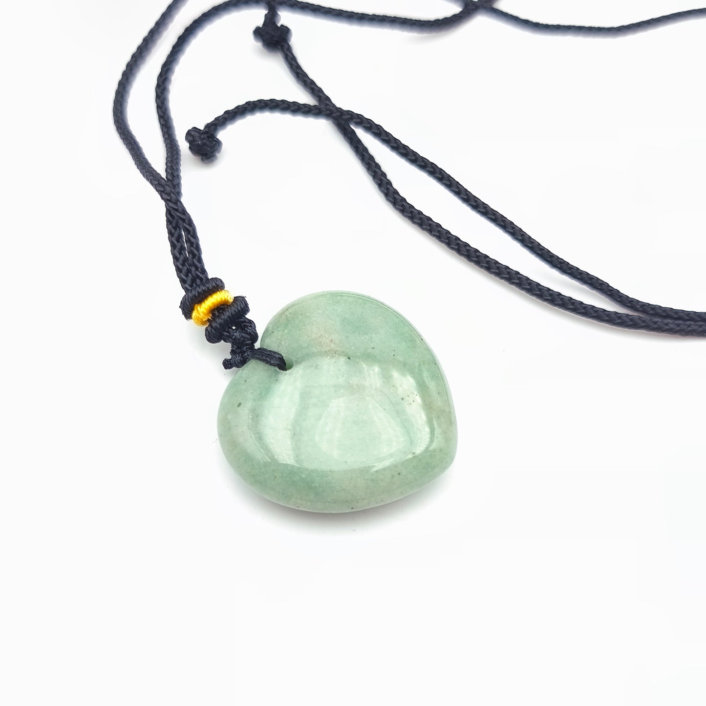 Colgante corazón M con cordón - Aventurina verde