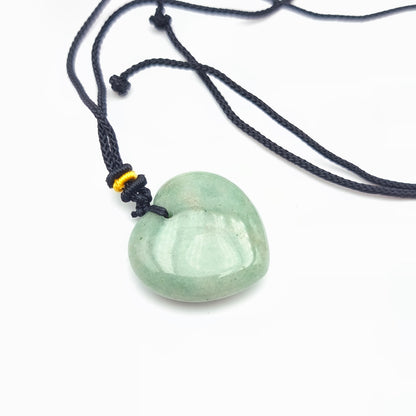 Colgante corazón M con cordón - Aventurina verde