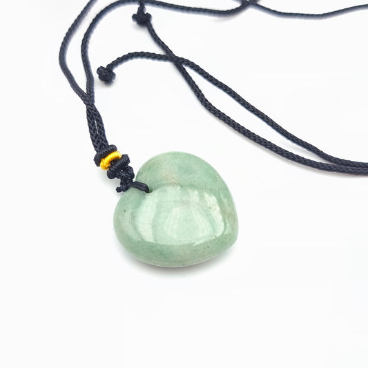 Pendentif cœur M avec son cordon - Aventurine verte