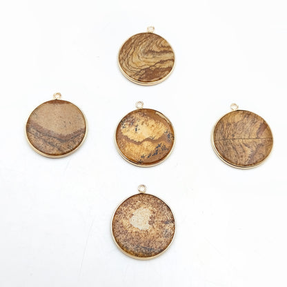 Pendentif rond serti Jaspe Paysage