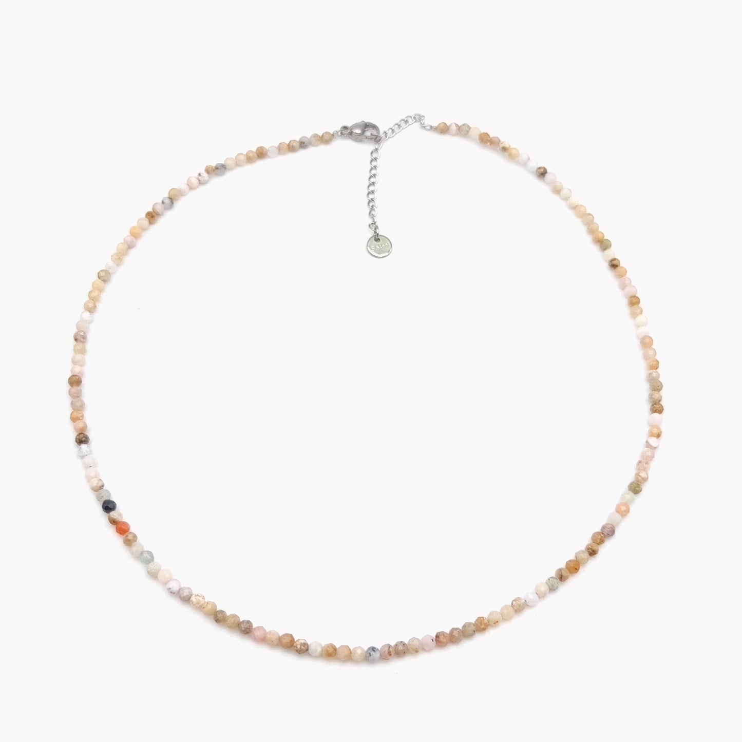Collier perles facettées - Opale rose (3 mm)