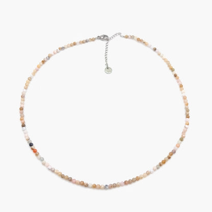 Collier perles facettées - Opale rose (3 mm)