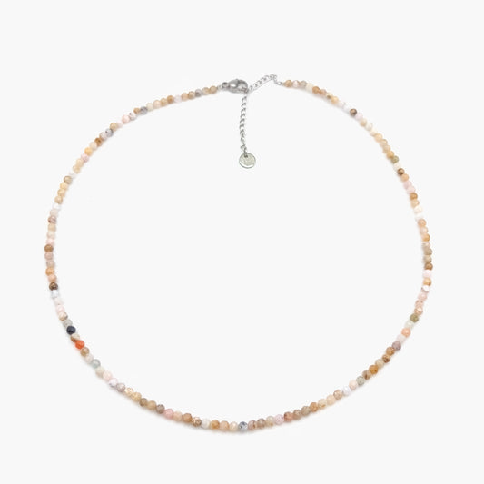 Collier perles facettées - Opale rose (3 mm)