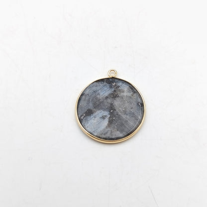 Pendentif rond serti Larvikite