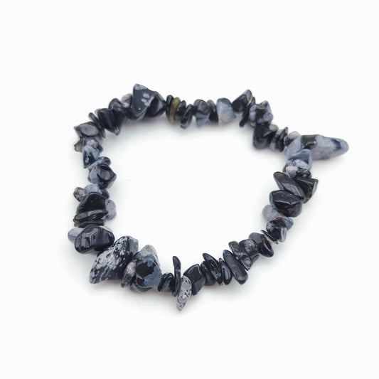 Bracelet baroque en Obsidienne Flocon de Neige / Mouchetée (Collection Femme / Enfant)