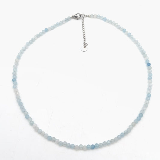 Collier perles facettées - Aigue Marine EXTRA (3 mm)