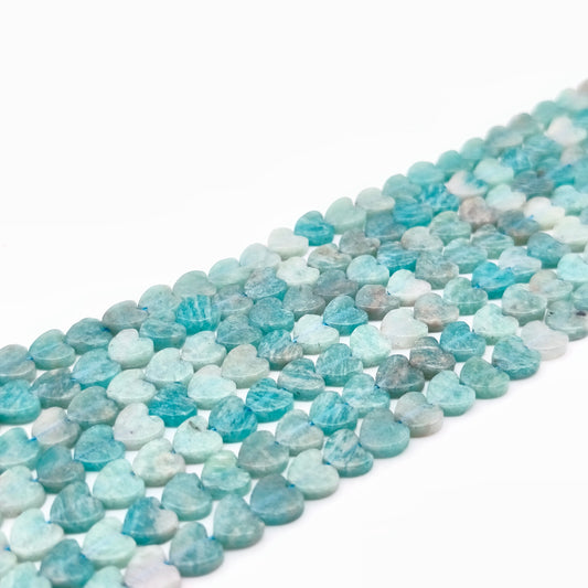 Rang de perles cœur - Amazonite (6 mm)