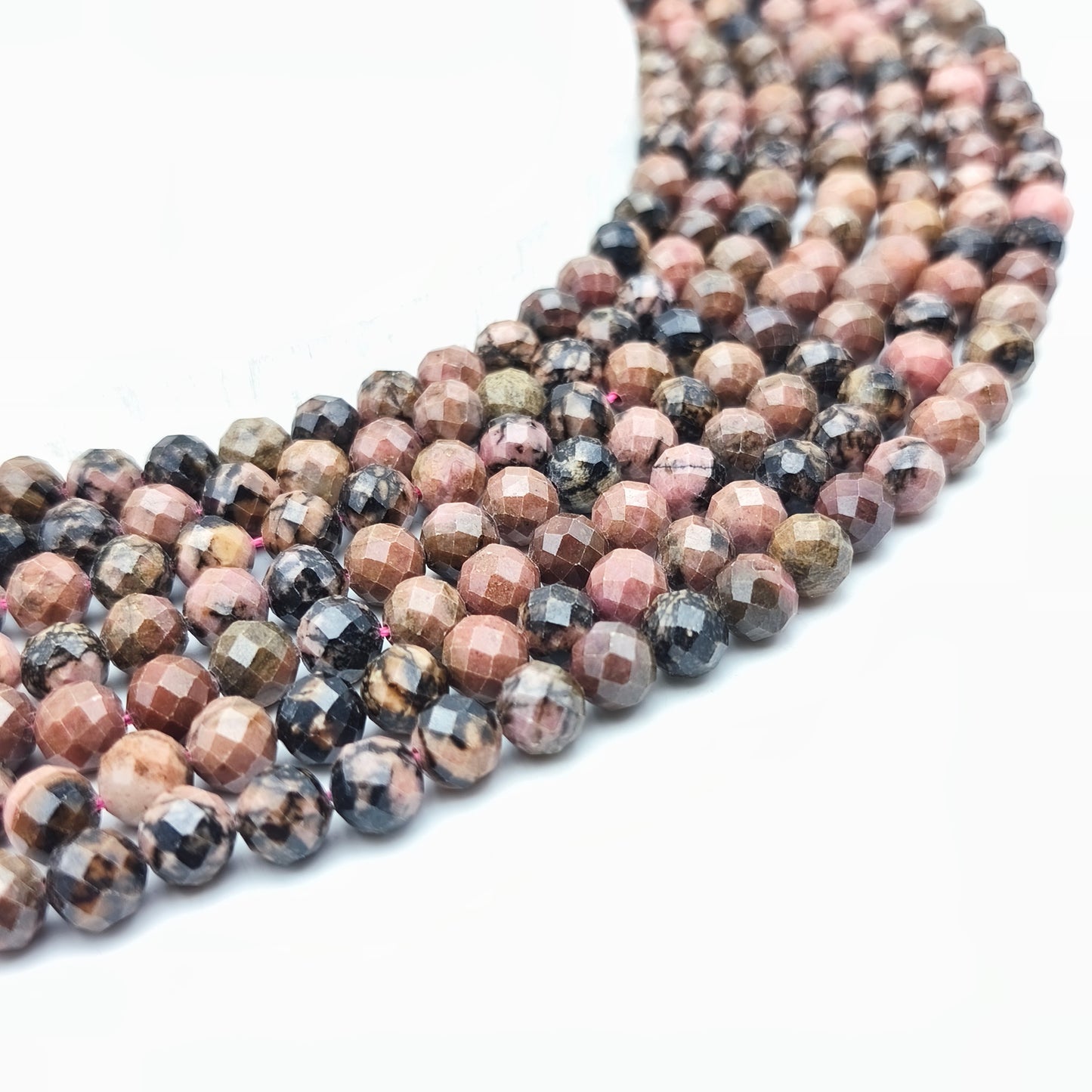 Rang de perles facettées - Rhodonite (8 mm)