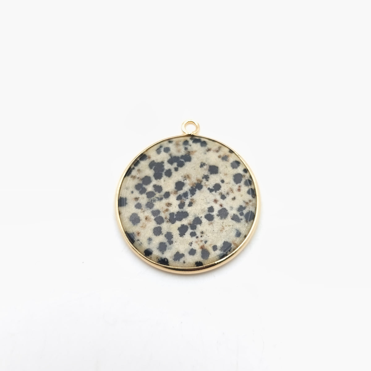 Pendentif rond serti Jaspe Dalmatien