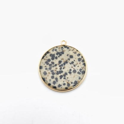 Pendentif rond serti Jaspe Dalmatien
